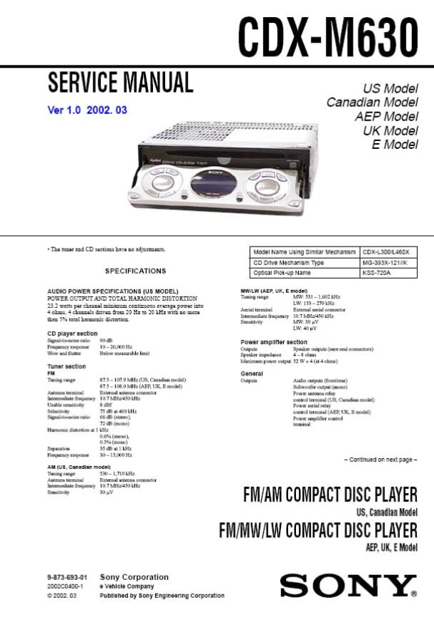 CDX-M630 Ver.1.0